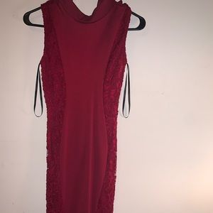 Long lace body con dress